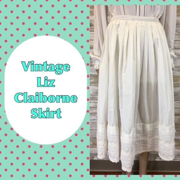 Vintage Dresses & Skirts - Vintage Liz Claiborne White Full Prairie Skirt Vintage Dresses & Skirts - Vintage Liz Claiborne White Full Prairie Skirt